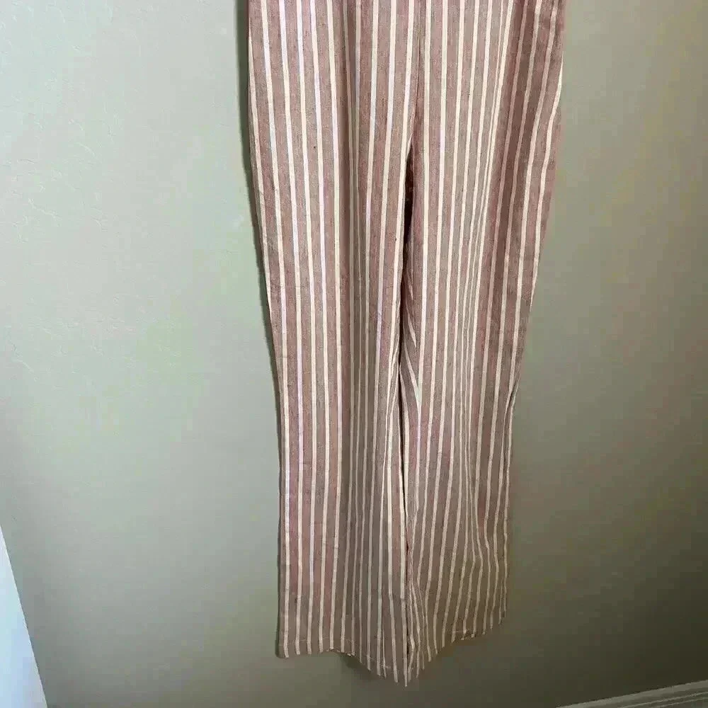 Leith Sleeveless Linen Blend Stripe‎ Jumpsuit XS